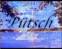 a picture of the word pitsch with a lake in the background